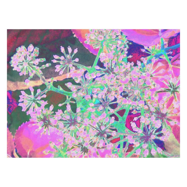Coole Abstrakte Retro-Natur in Rosa und Kalkgrün Tischdecke (Vorderseite (Horizontal))