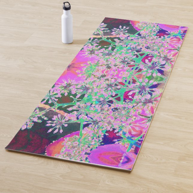 Coole Abstrakte Retro-Natur in Rosa und Kalkgrün Yogamatte (Beispiel)
