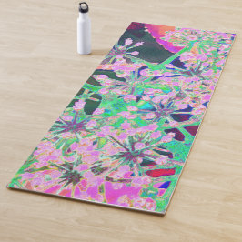 Coole Abstrakte Retro-Natur in Rosa und Kalkgrün Yogamatte