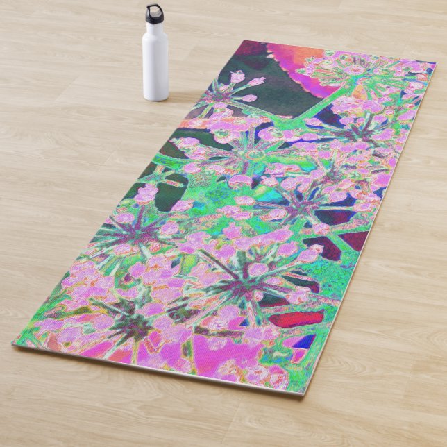 Coole Abstrakte Retro-Natur in Rosa und Kalkgrün Yogamatte (Beispiel)