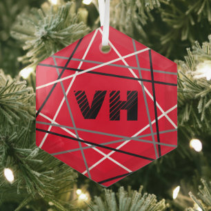 Coole Abstrakte Rot Stripter Gitarreneinträge Ornament Aus Glas