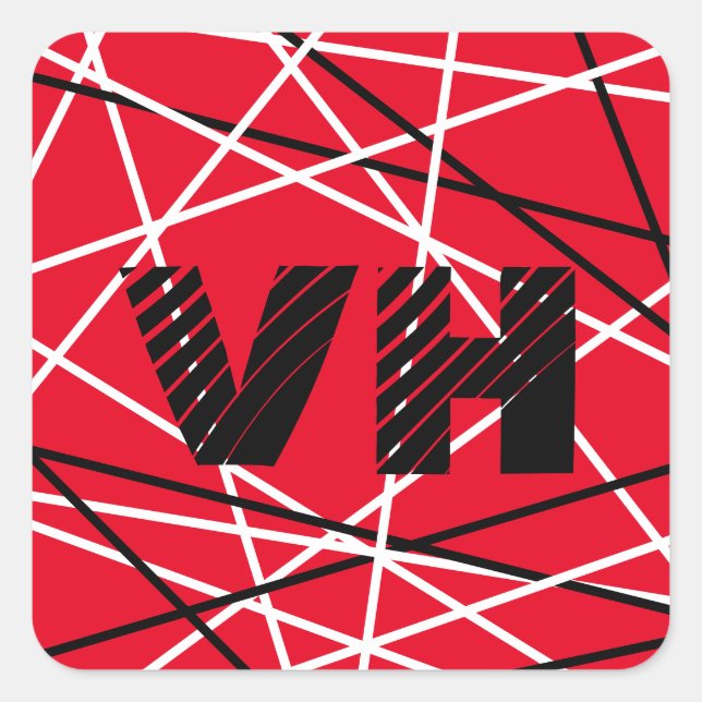 Coole Abstrakte Rot Stripter Gitarreneinträge Quadratischer Aufkleber (Vorderseite)