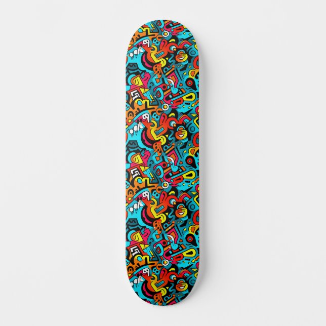 Coole Abstrakte Stadtstraße Art Wide Skateboard (Vorderseite)