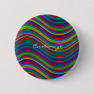 Coole Abstrakte Wavy Line Art Thunder_Cove Button