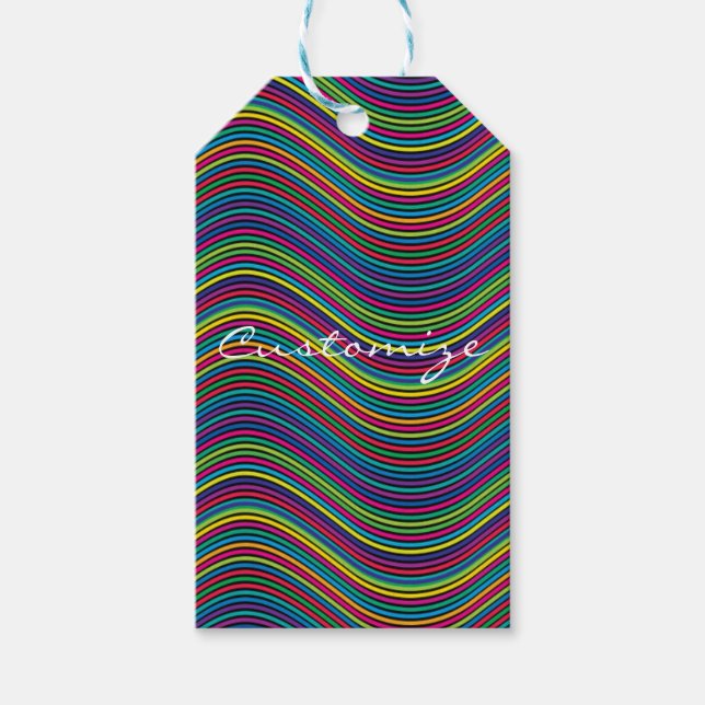 Coole Abstrakte Wavy Line Art Thunder_Cove Geschenkanhänger (Vorderseite)