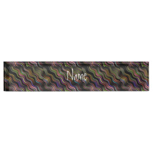 Coole Abstrakte Wavy-Linien Art Thunder_Cove Namensplakette
