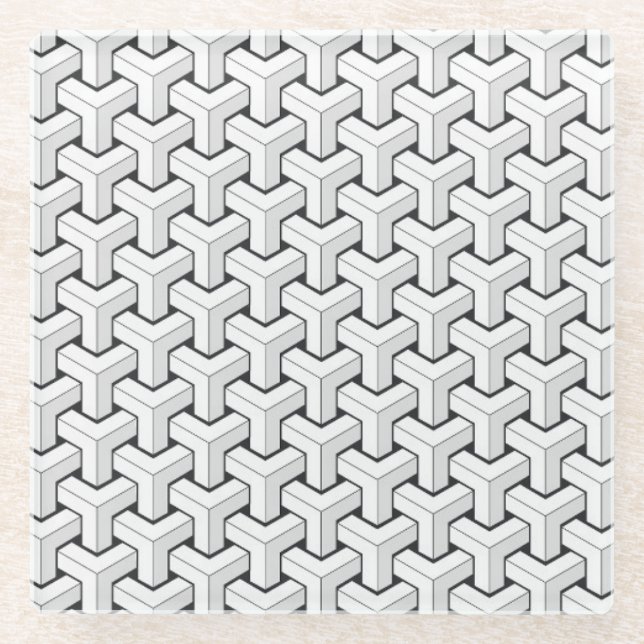 Coole, Abstrakte, Y Shaped Cubes Glasuntersetzer (Vorderseite)