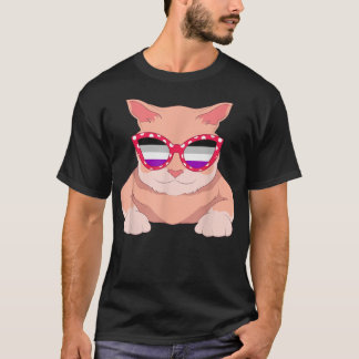 Coole Ace Pride Sonnenbrille Aseual Flag Cat LGBT T-Shirt