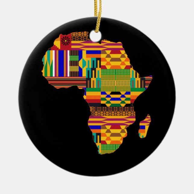 Coole Afrika Karte Kente Tuch für Wo African Lover Keramik Ornament (Vorne)