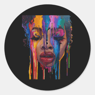 Coole afrikanische Afro Color Painted Face Junet Runder Aufkleber