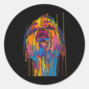 Coole afrikanische Afro Color Painted Face Junet Runder Aufkleber