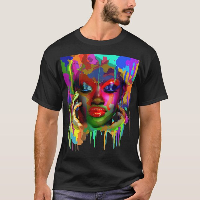 Coole afrikanische Afro-Frauen farblackierte Gesic T-Shirt (Vorderseite)