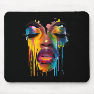 Coole afrikanische Frau Afro Farbe bemaltes Gesich Mousepad