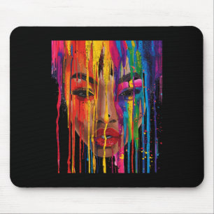 Coole afrikanische Frau Afro Farbe bemaltes Gesich Mousepad