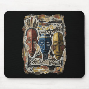 Coole afroamerikanische Tril-Masken-Kunst Schwarze Mousepad