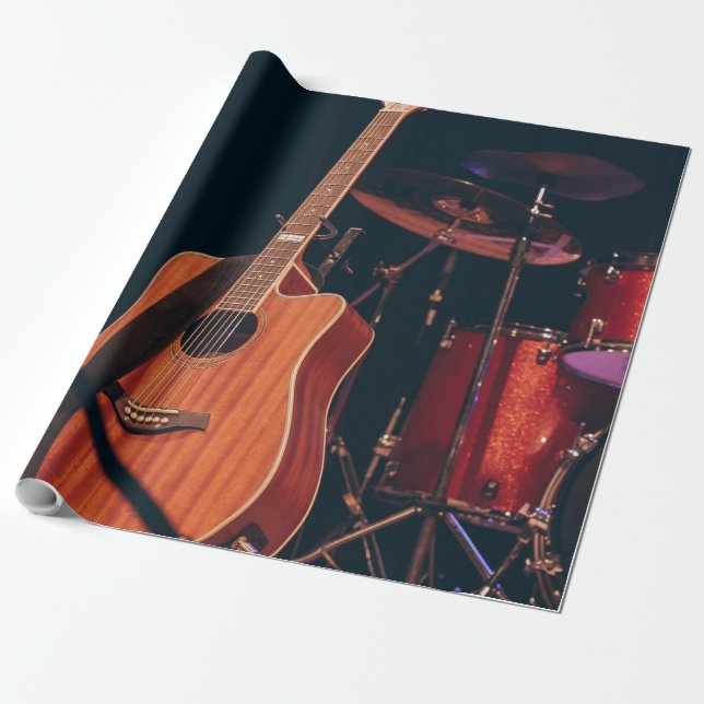 Coole akustische Gitarre Geschenkpapier (Ungerollt)