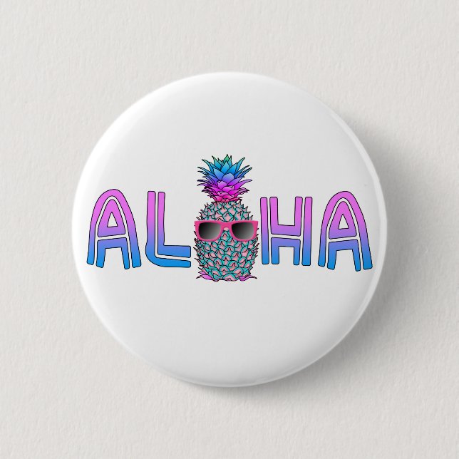 Coole Aloha-Ananas Button (Vorderseite)
