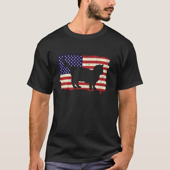 Coole amerikanische Flagge Munchkin Cat Patriotic  T-Shirt (Vorderseite)