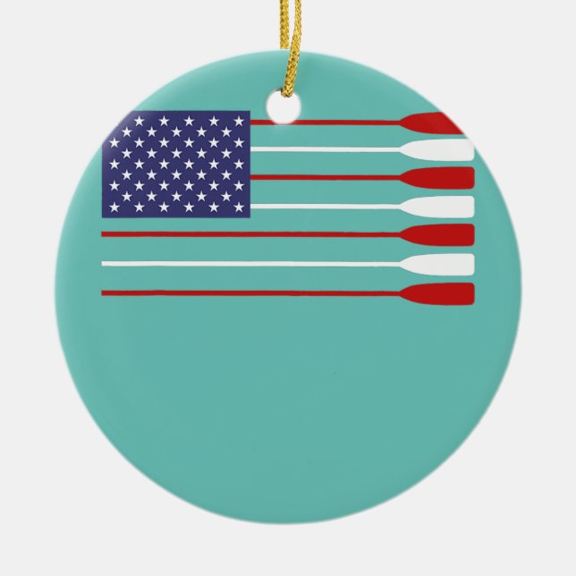 Coole amerikanische Flagge Rudern Oar Funny Paddle Keramik Ornament (Vorne)