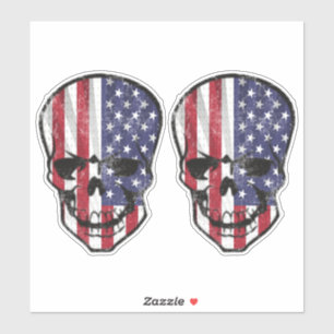 Coole amerikanische Flagge Schädel Aufkleber