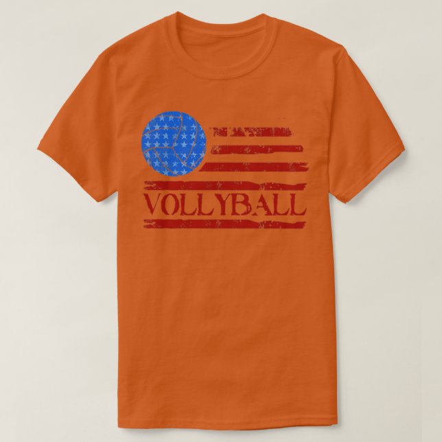 Coole amerikanische Flagge Volleyball Geschenk Pri T-Shirt (Design vorne)