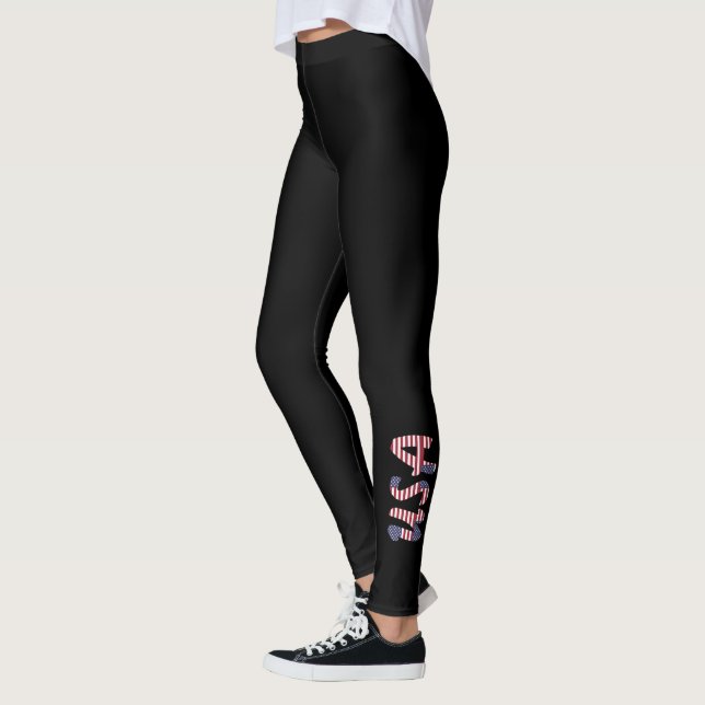 coole amerikanische Flagge zeigt schwarze Leggings (Links)