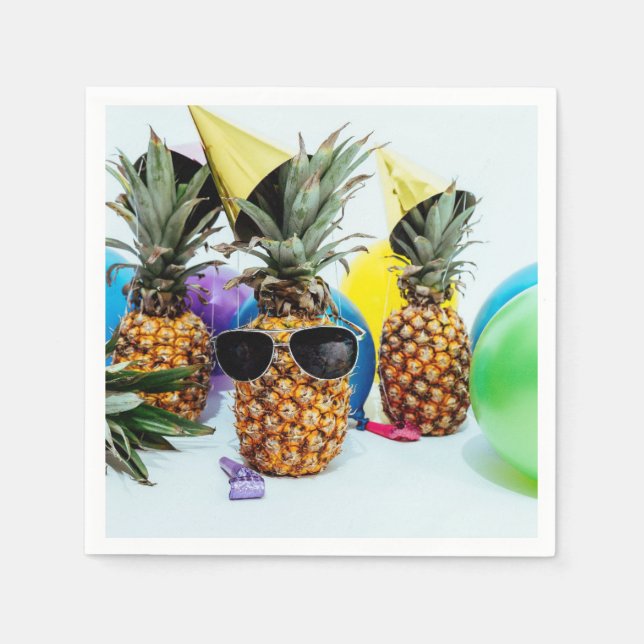 Coole Ananas mit Sonnenbrille Papier Napkin Serviette (Vorderseite)