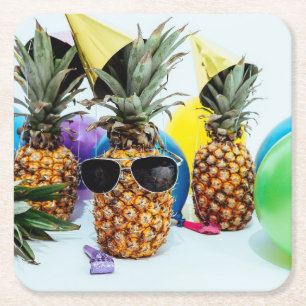 Coole Ananas mit Sonnenbrille Rechteckiger Pappuntersetzer