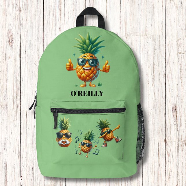 Coole Ananas Modernes Monogramm Bedruckter Rucksack (Von Creator hochgeladen)