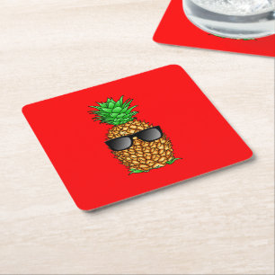 Coole Ananas Rechteckiger Pappuntersetzer