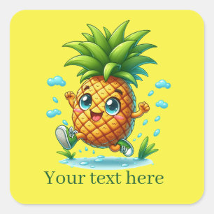 Coole Ananas Splash fügen Text Summer hinzu Quadratischer Aufkleber