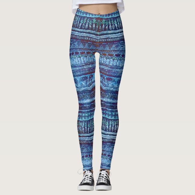 Coole Ananas-Stammes- Muster Leggings (Vorderseite)
