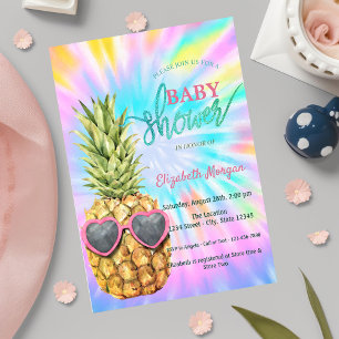 Coole Ananas Tie Dye Babyparty Einladung