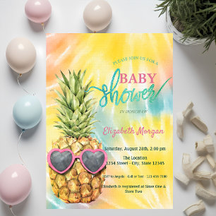Coole Ananas Tropical Tie Dye Baby Shower Einladung