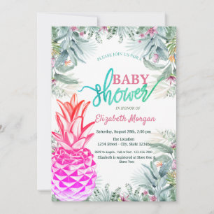 Coole Ananas Tropische Blätter Baby Shower Einladung