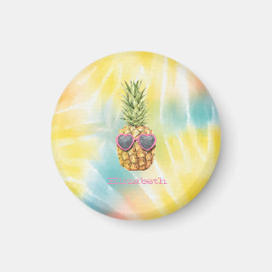 Coole Ananas, Wasserfarben-Regenbogen-Tie Dye Magnet