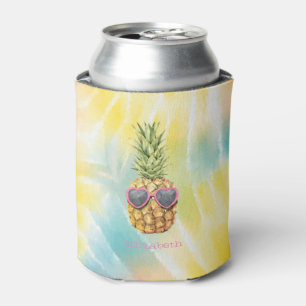 Coole Ananas, Watercolor Regenbogen Tie Dye Dosenkühler