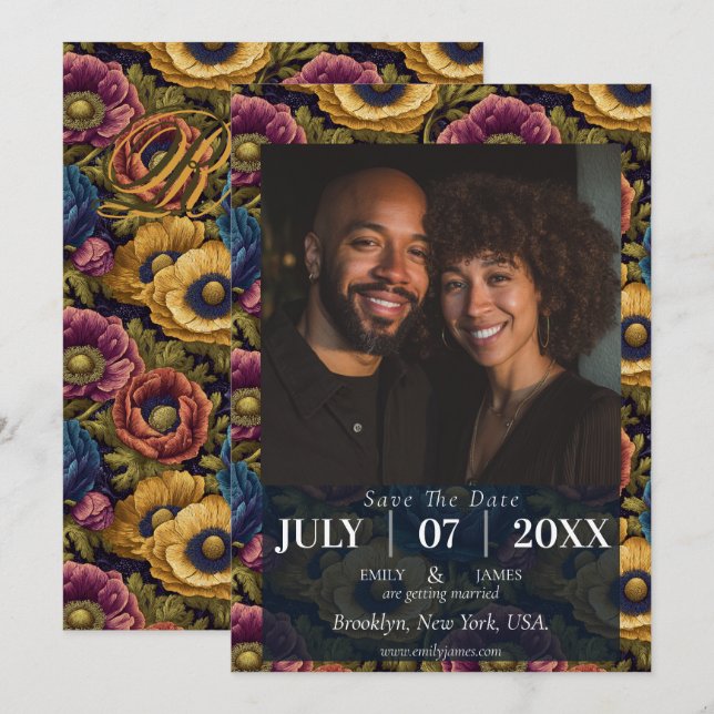 Coole Anemonen Seehochzeit Save the Date (Vorne/Hinten)