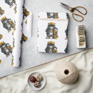 Coole anthropomorphe Katze in Hüfthop-Attrappe Geschenkpapier