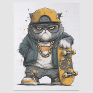 Coole anthropomorphe Katze in Hüfthop-Attrappe Seidenpapier