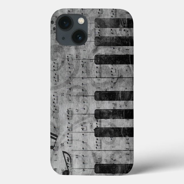 Coole antike Grunge-Effekt-Piano-Musiknoten Case-Mate iPhone Hülle (Rückseite)