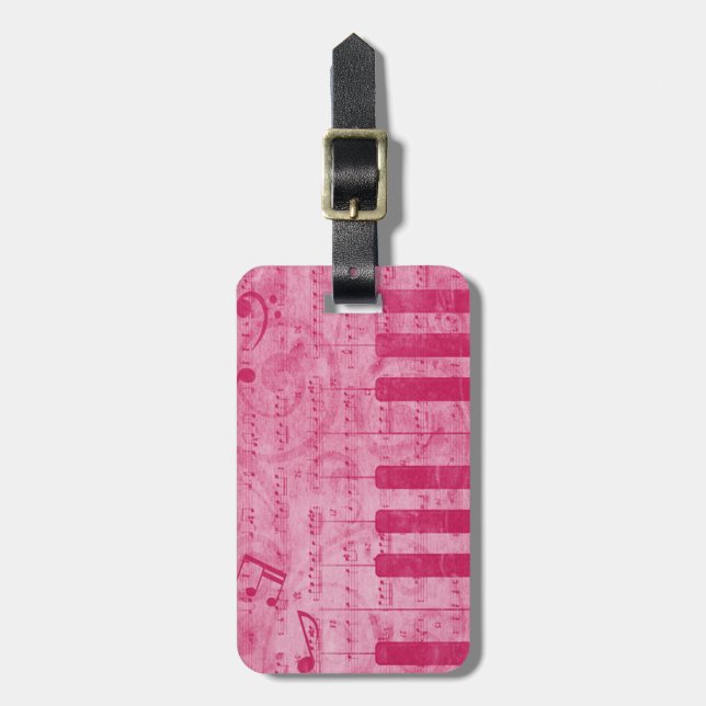 Coole antike Grunge-Effekt-Piano-Musiknoten Gepäckanhänger (Vorderseite vertikal)