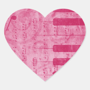 Coole antike Grunge-Effekt-Piano-Musiknoten Herz-Aufkleber