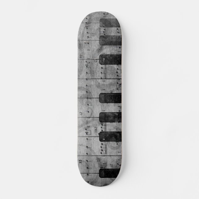 Coole antike Grunge-Effekt-Piano-Musiknoten Skateboard (Vorderseite)