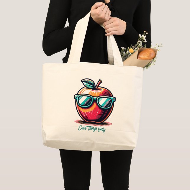 Coole Apple-Retro-Pop-Art Jumbo Stoffbeutel (Vorderseite (Produkt))