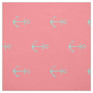 Coole Aqua-nautischanker auf korallenrotem Rosa Stoff