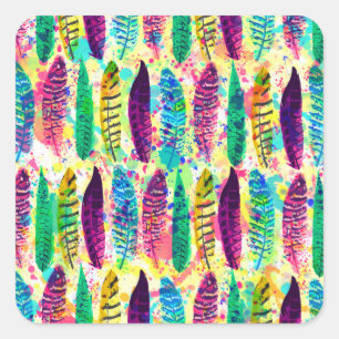 Coole Aquarellnonen-Spritzer-Stammfedern Quadratischer Aufkleber