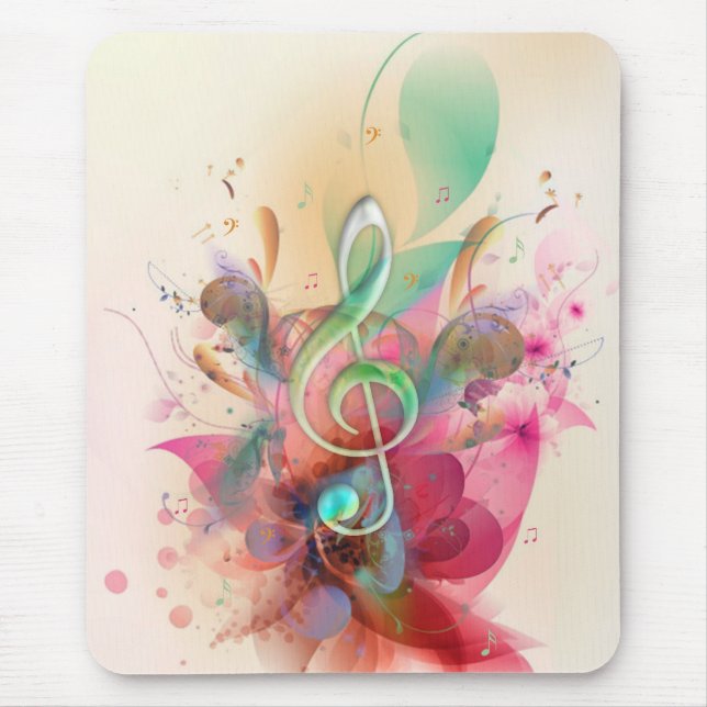 Coole Aquarelltöne Musiknoten Wirbel Mousepad (Vorne)