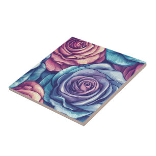 Coole Art Deco Rose Keramik Tiles für gepolsterte  Fliese