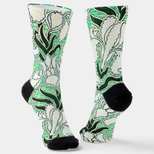 Coole Art Deco Stil Blumenmuster Grüne Socken